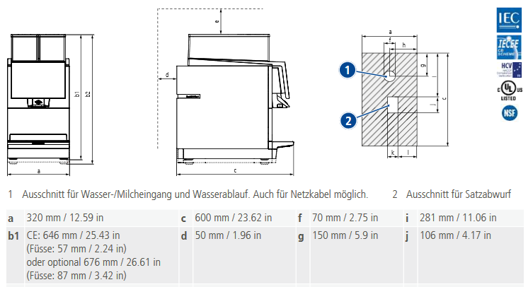 Thermoplan BW4 CTM Kaffeevollautomat Datenblatt